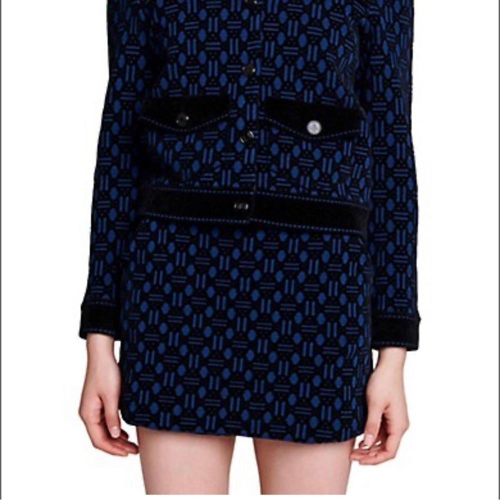 Maje Iveillon Velvet Jacquard Skort